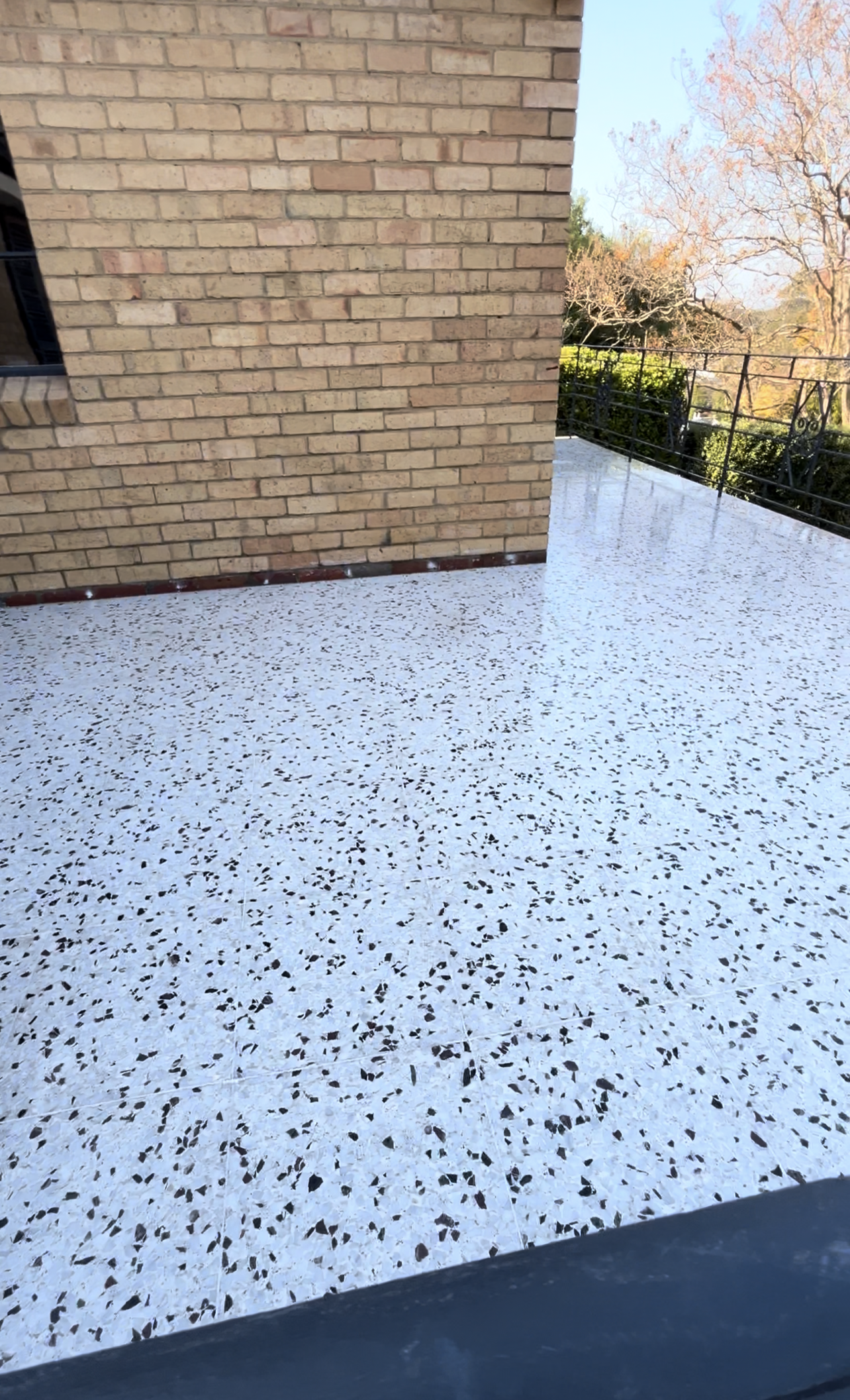 Beautifully polished terrazzo floor after Claraseal's professional restoration services